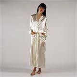 Women's Luxury Bathrobe by TexereSilk, White 100% Silk Robe -- La Perla Naturale
