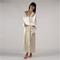 Women's Luxury Bathrobe by TexereSilk, White 100% Silk Robe -- La Perla Naturale