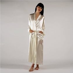 Women's Luxury Bathrobe by TexereSilk, White 100% Silk Robe -- La Perla Naturale