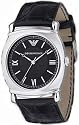 Emporio Armani Men's Black Leather-Strap Watch