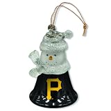 Pack of 3 MLB Pittsburgh Pirates Snowman Bell Christmas Ornaments 2.5"