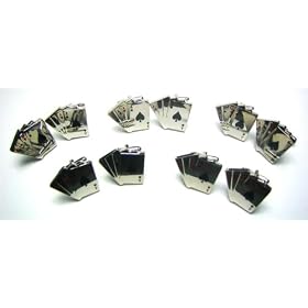 Wholesale Aces Cufflink Lot : 5 Pairs of Texas Hold 'EM Poker Cufflinks W Gift Boxes