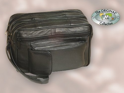 Produkt-Bild: Handgelenktasche mit Doppelkammer und Handyfach schwarz Nappaleder f&uuml;r Herren