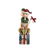 Jim Shore Heartwood Creek Christmas Cat with Santa Hat & Wreath Figurine "Santa Claws", 7-3/4-Inch