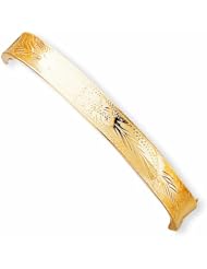 14K Gold 5/16 Oversize Diamond-cut Concave Hinged Bangle Bracelet