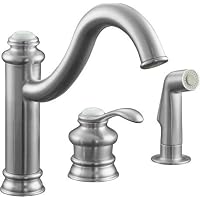 KOHLER K-12185-G Fairfax Single Control Remote Valve Kitchen Sink Faucet, Brushed Chrome