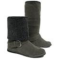 Womens Grey Flat Fur Fold-Down Winter Warm Ladies Boots