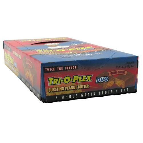 Chef Jay's Tri-O-Plex Duo High Protein Food Bar - Bursting Peanut Butter, 12 - 4.2 oz (118 g) Bars