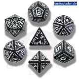 Carved Runic Dice Set (Black and White)