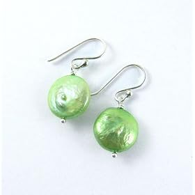 Sterling Silver Coin Pearl Drop Earrings