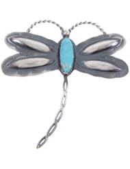 Turquoise Dragonfly Old Pawn Vintage Style Silver Pin MW66498