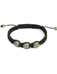 Sterling Silver Diamond Pave Macrame Beads Bracelet Handmade Jewelry