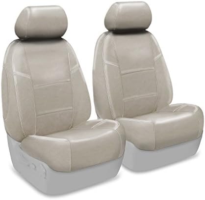 Coverking Custom Fit Front 50/50 Bucket Seat Cover for Select Ford Mustang Models - Genuine Leather (Beige)