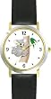 Mother Koala Bear with Baby on Tree - JP - WATCHBUDDY&reg; DELUXE TWO-TONE THEME WATCH - Arabic Numbers - Black Leather Strap-Size-Large ( Men's Size or Jumbo Women's Size )