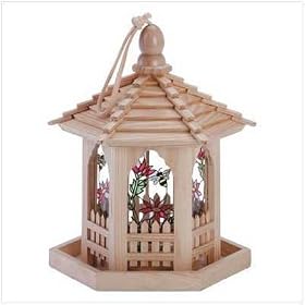 STAINED GLASS GAZEBO BIRDFEEDER HANGING BIRD FEEDER