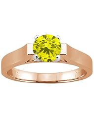 0.80 Ct Round Canary SI1/SI2 Diamond 18K Rose Gold Ring
