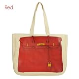 「セレブ注目ブランド!Thursday Friday サーズデイ・フライデイ together bag エルメスバーキン風パロディプリント トートバッグ【レッド】 並行輸入品」の画像