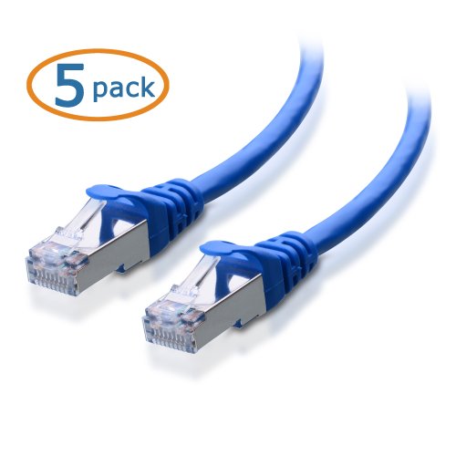 Cable Matters 5 Pack, Cat6a Snagless Shielded (SSTP/SFTP) Ethernet Patch Cable in Blue 8 Feet