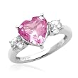 10k White Gold Heart-Shaped Created Pink Sapphire & Round Created White Sapphire Heart Ring