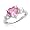 10k White Gold Heart-Shaped Created Pink Sapphire and Round Created White Sapphire Heart Ring, Size 6
