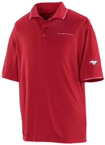 Genuine Ford Men's Mustang Red and White Polo Shirt - Size Large