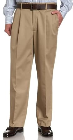 IZOD Men's Comfort Chino Double Pleat Pant With Sportflex Waistband, Sun Khaki, 33X32 at Amazon 