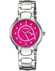 Casio Womens LTP1337D-4A Silver Stainless-Steel Quartz Watch with Pink Dial