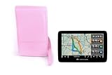Fashionable Pink PU Leather Shoulder Strap Slip Case For Navigon 7310, 6350 Live, 6310, 4350 Max, 40 Easy And 3310 Max