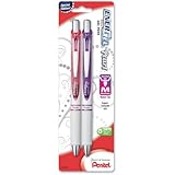 Pentel EnerGel Pearl Deluxe RTX Retractable Liquid Gel Pen, 0.7mm, Pink Ink/Violet Ink, 2 Pack (BL77WBP2PV)
