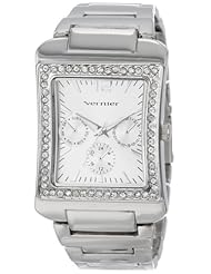 Vernier Womens VNR11059SS Silver Rectangular Case Chrono-Look Bracelet Watch