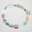 Heart Charm Bracelet with Sterling Silver, Turquoise and Glass Beads , #9558