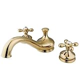 IMAGE OF HERITAGE ROMAN TUB FILLER PVD, METAL CROSS-Polished Brass Finish