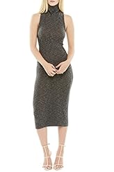 Turtleneck Polyester/Rayon/Spandex/Knit Fall Midi Dress 