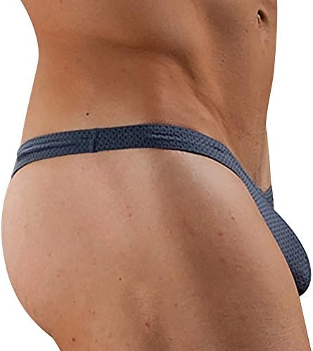 Men's Low Rise Mesh G-string Thong Briefs Underwear with Pouch