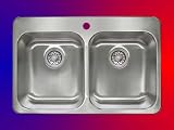 T287 18g Overmount Double Bowl Kitchen Sink 31-1/2