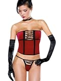 SeXy Red Velvet Bustier Matching Pantie Set S or M