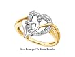Very Cute Petite 2 Tone Gold Diamond Hearts Promise Ring