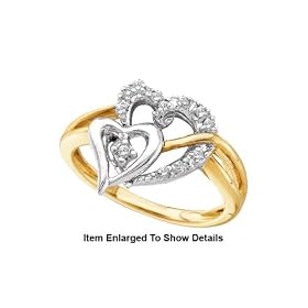 Very Cute Petite 2 Tone Gold Diamond Hearts Promise Ring