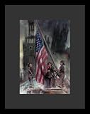 WTC 9/11 (Rubble & Flag) Art Gold Wood-Mounted Poster Print - 11 X 17