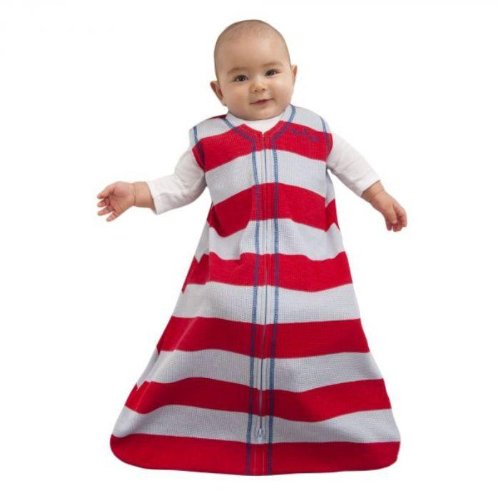 HALO SleepSack 100% Cotton Wearable Blanket, Red with Grey Stripe, Small
