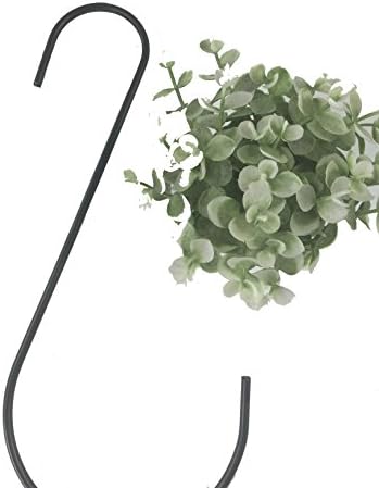 WASKY Metal Tree Branch Hook, 12 Inch, Black, Premium Extra Thick 5mm Diameter Rust Resistant Steel S-Hooks For Bird Feeders and Baths, Gardening Tools,black Enamel Coated Metal,and More