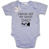 Dirty Fingers - Hands off my lunch Dad! - Baby & Toddler Short Sleeve Bodysuit / BabyGrow, 0-3 months, Blue