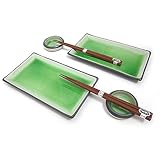 Japanese Spring Green Six Piece Sushi Plate Set for Two