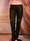 Christian Dior - $3150 New CHRISTIAN DIOR Blk Leather Silk Low Rise Pants 8