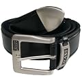 Carabou Mens Bonded Leather Belt With Silver Buckle (5055); available in brown or black and various sizes.