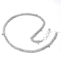 Indian Jewelry From India Handmade Waist Belly Chain Sterling Silver 36.5 Inches