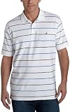 Nautica Mens Stripe Pique Polo,White,Medium