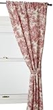 Victoria Park Toile 68-Inch-by-84 Inch Tailored Panel Pair with Tiebacks, Red