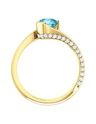 10K Yellow Gold 6.00mm Round Cut Zircon and Diamond Ring -- LIFETIME WARRANTY