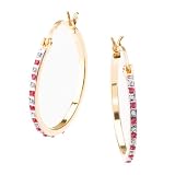 Select Diamonds and Gems 18k Gold Over Sterling Silver Diamond & Ruby Accent Round Hoop Earrings